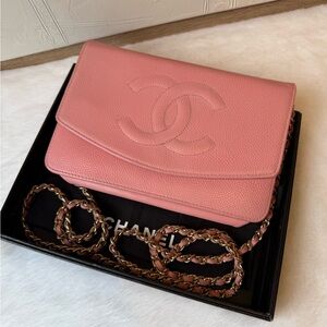 Chanel Sakura Pink Wallet On Chain Caviar Timeless Bag